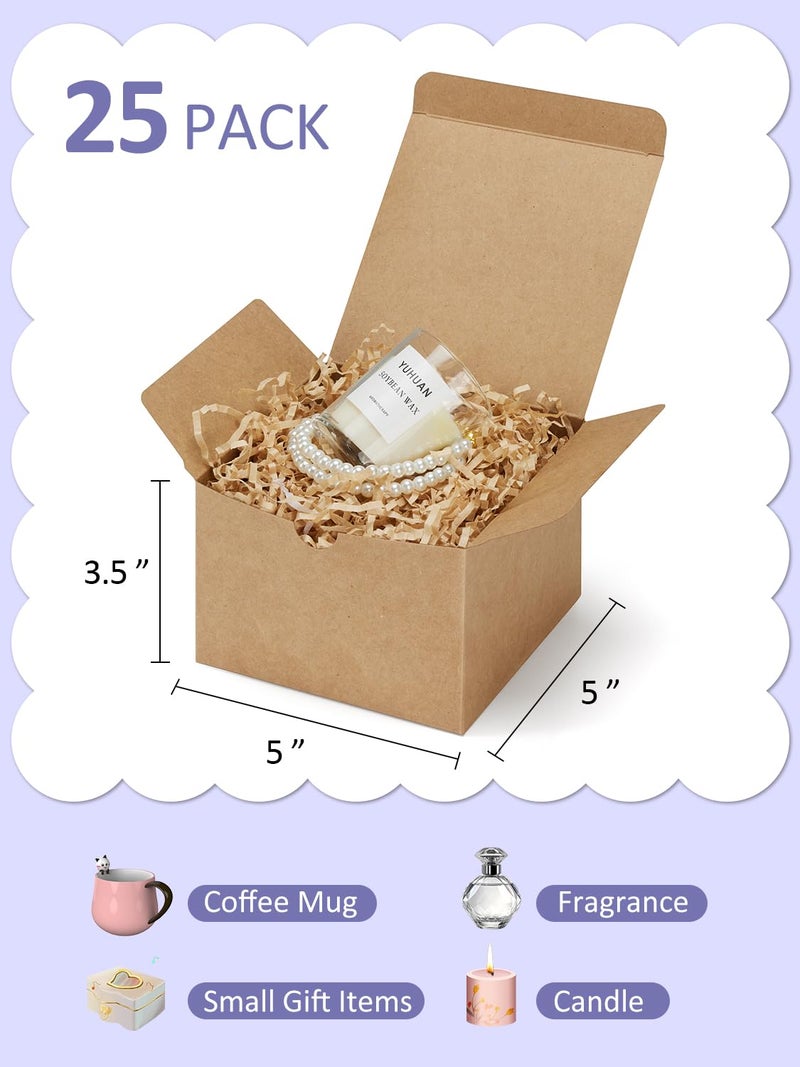Eupako Brown Gift Boxes 5x5x3.5 25 Pack Kraft Paper Gift Boxes with Lids for Gifts, Crafting, Wedding, Birthday, Party, Cupcake - Image 2